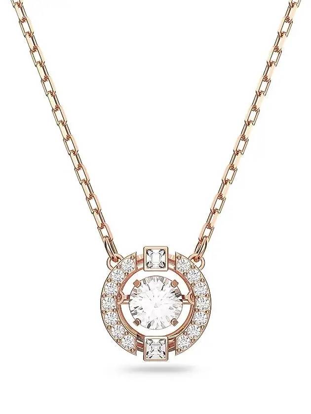 Una Crystal Round Cut Necklace White Rose Gold - SWAROVSKI - BALAAN 3