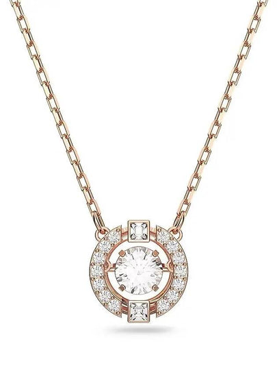 Una Crystal Round Cut Necklace White Rose Gold - SWAROVSKI - BALAAN 2