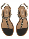 Rockstud Flat Sandals Black - VALENTINO - BALAAN 2