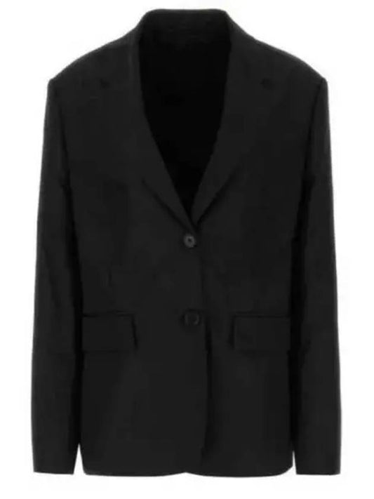 Single Breasted Nylon Blazer Jacket Black - PRADA - BALAAN 2