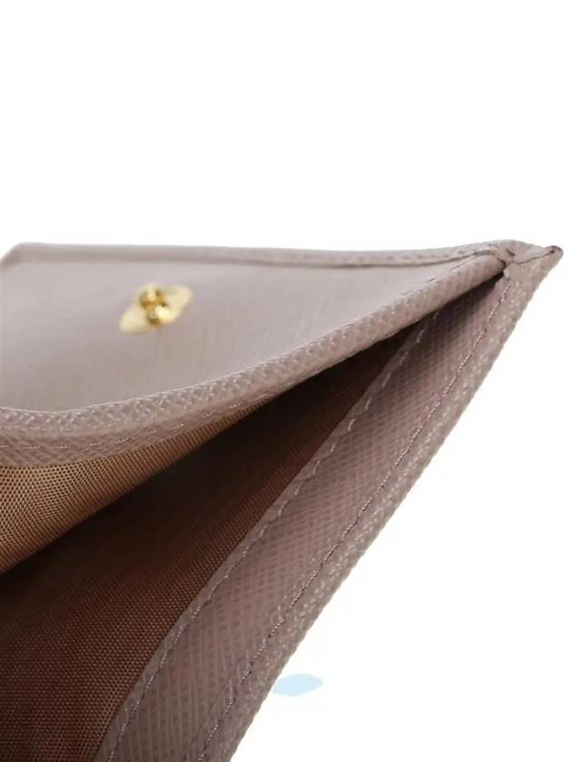 Gold Triangle Logo Saffiano Half Wallet Pink Beige - PRADA - BALAAN 10