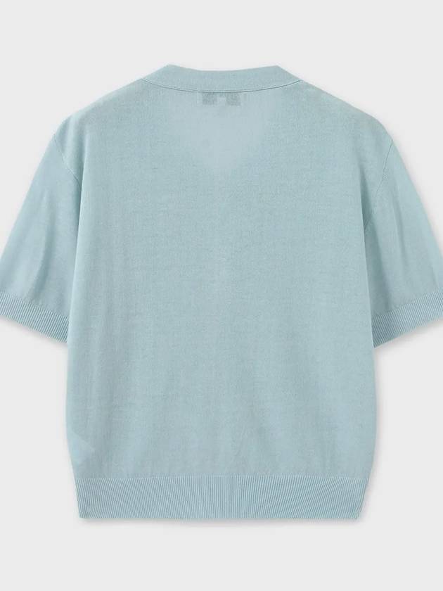 Linen Layered Crop Cardigan Knit Top Sky Blue - NOIRER FOR WOMEN - BALAAN 9