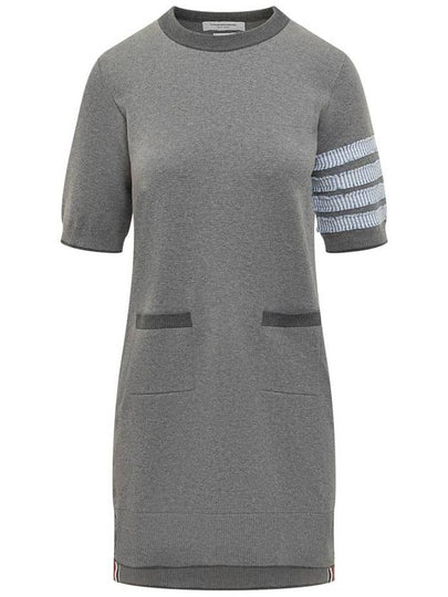 4 Bar Stripe Knit Midi Dress Grey - THOM BROWNE - BALAAN 2