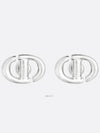 CD Navy Stud Metal Earrings Silver Finish - DIOR - BALAAN 2