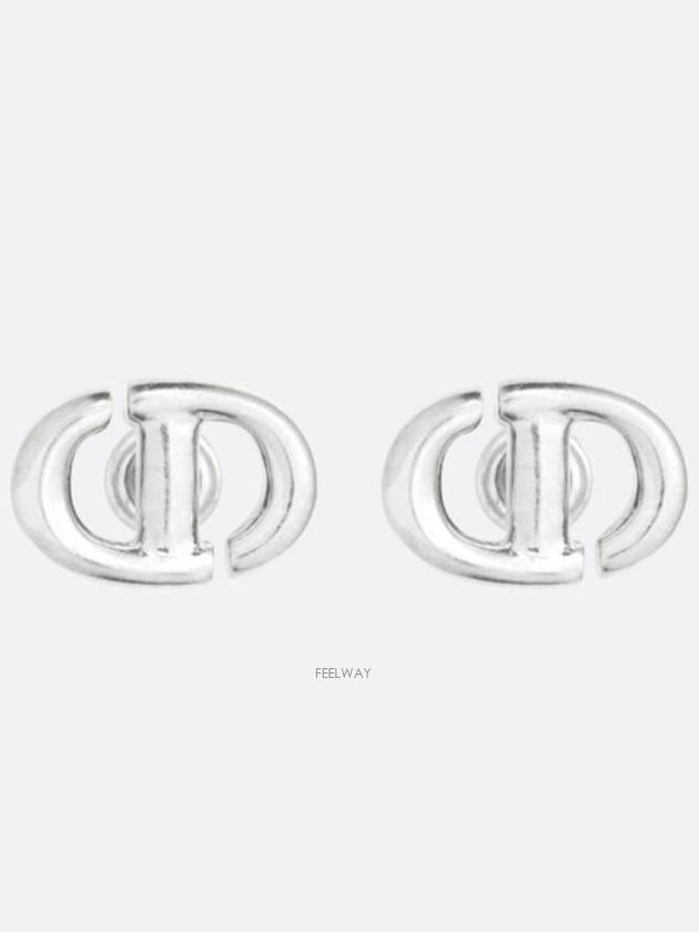 CD Navy Stud Metal Earrings Silver Finish - DIOR - BALAAN 2