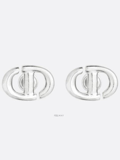 CD Navy Stud Metal Earrings Silver Finish - DIOR - BALAAN 2