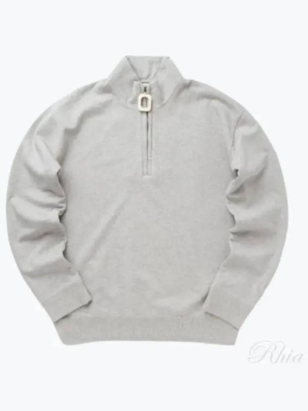 Half Zip Cotton Long Sleeve T-Shirt Grey - JW ANDERSON - BALAAN 2