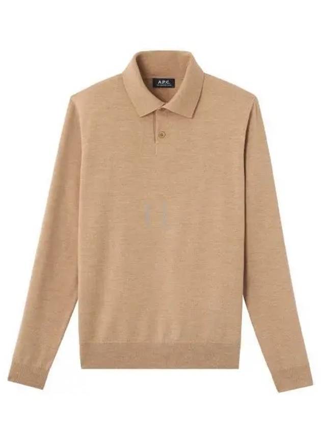 Men's Jerry Wool Long Sleeve Polo Shirt Beige - A.P.C. - BALAAN 2