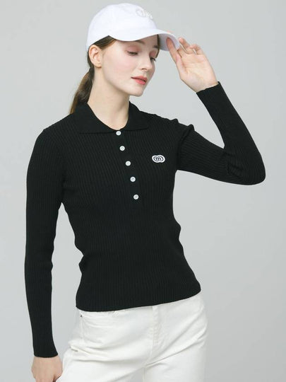 Doyou Know MC Women s Soft Rib Tissue Shirt Collar Slim Fit Black Knit DO6242KT12 1 - DOYOUKNOWMC GOLF WEAR - BALAAN 2