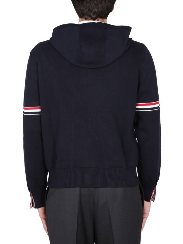 Cotton Milano Armband Zip Up Hoodie Navy - THOM BROWNE - BALAAN 4