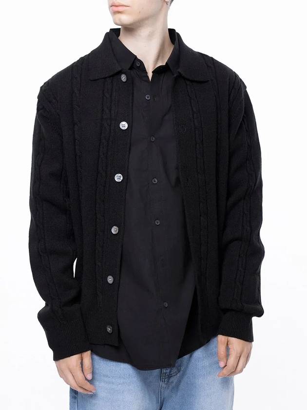 Men s M243OT02BK Dense Cable Collar Neck Knit Button Cardigan Black - CHANCE'S NOI - BALAAN 2