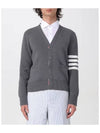 Milano Stitch 4-Bar Cardigan Medium Grey - THOM BROWNE - BALAAN 5