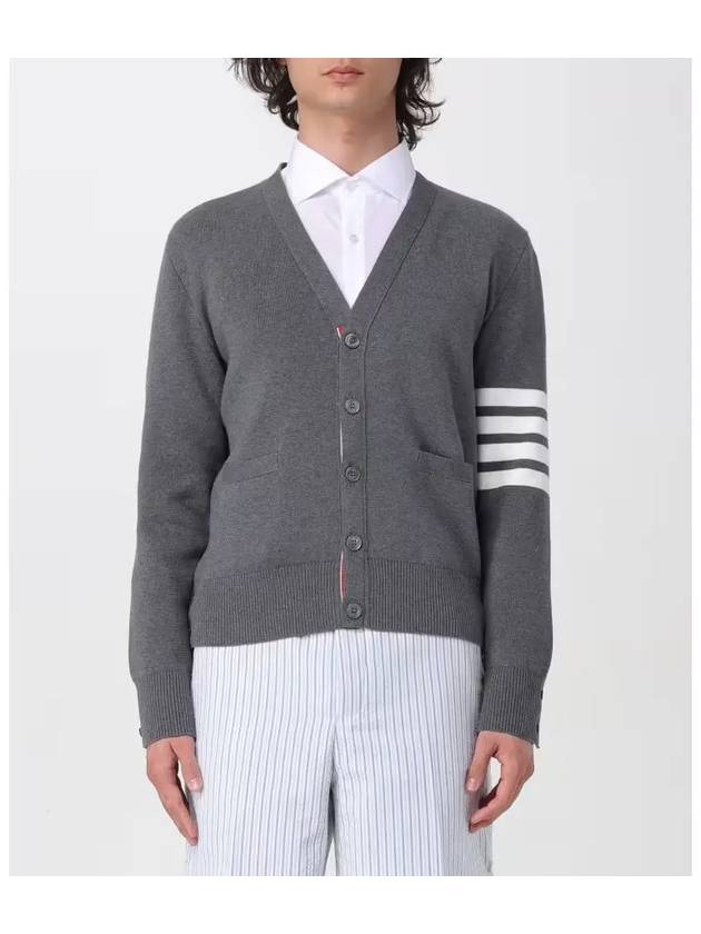 Milano Stitch 4-Bar Cardigan Medium Grey - THOM BROWNE - BALAAN 5