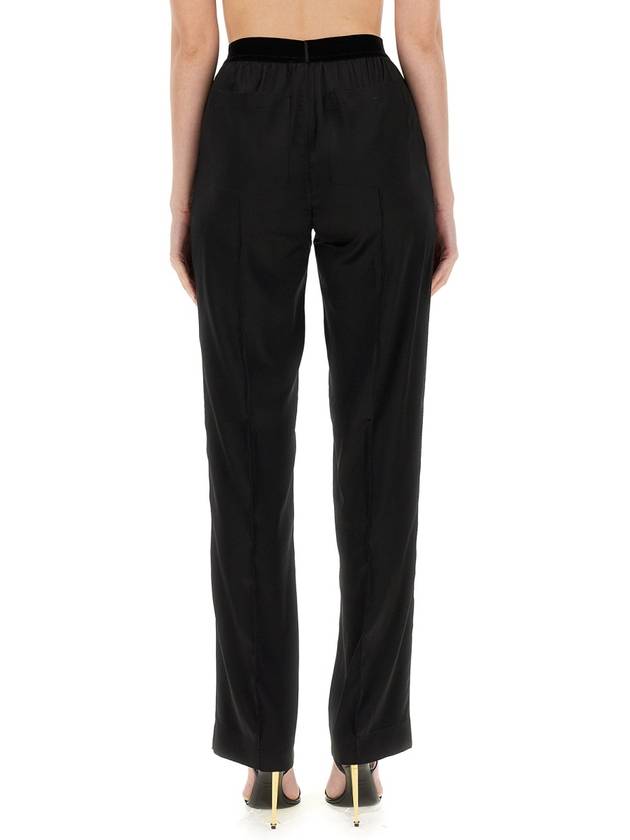 Women's Stretch Silk Straight Pants Black - TOM FORD - BALAAN 6