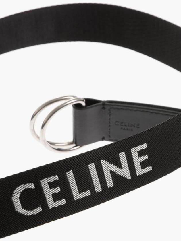 Medium Double Ring Jacquard Leather Belt Black - CELINE - BALAAN 3