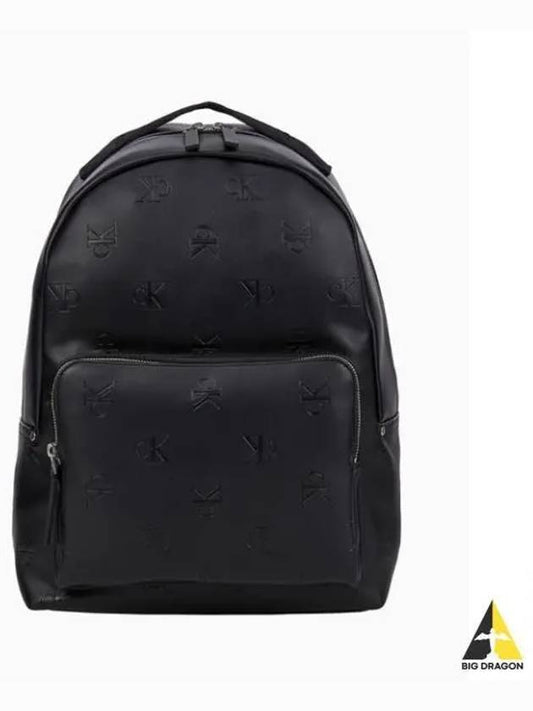 JEANS Men s Black CKJ Monogram Soft Center Zipper Backpack HH4088 UB1 - CALVIN KLEIN - BALAAN 1