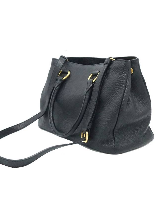 Prada 1BA878 Black Vitello Dino Gold Lettering Logo 2WAY - PRADA - BALAAN 5