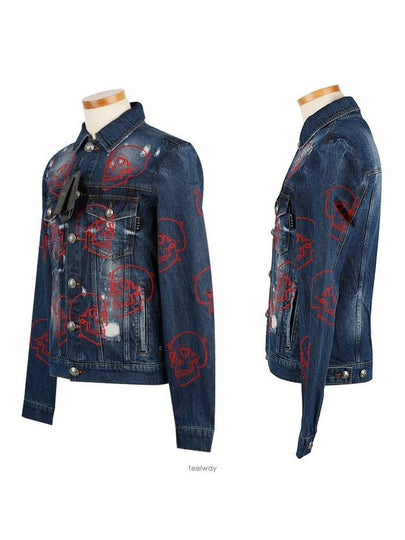 Skull Print Allover Denim Jacket Blue - PHILIPP PLEIN - BALAAN 2