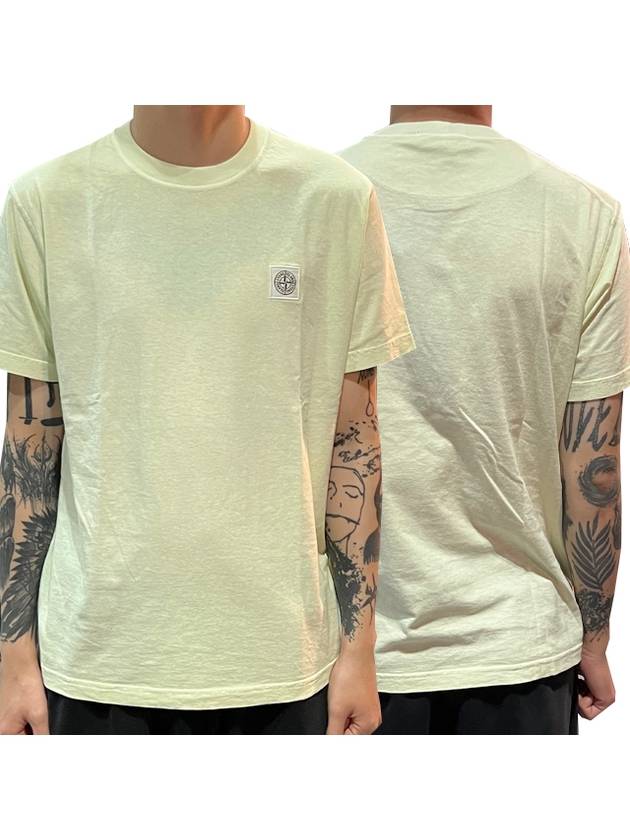 Pisato Effect Logo Patch Short Sleeve T-Shirt Light Green - STONE ISLAND - BALAAN 2