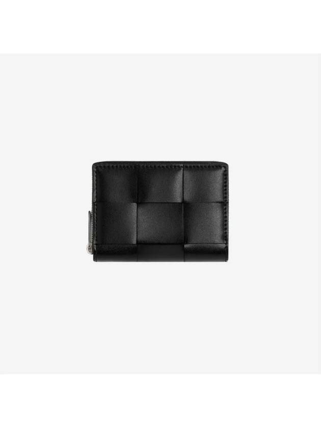 Cassette Zipper Leather Coin Purse Black - BOTTEGA VENETA - BALAAN 5