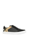 House Check Leather Suede Low Top Sneakers Black - BURBERRY - BALAAN 3