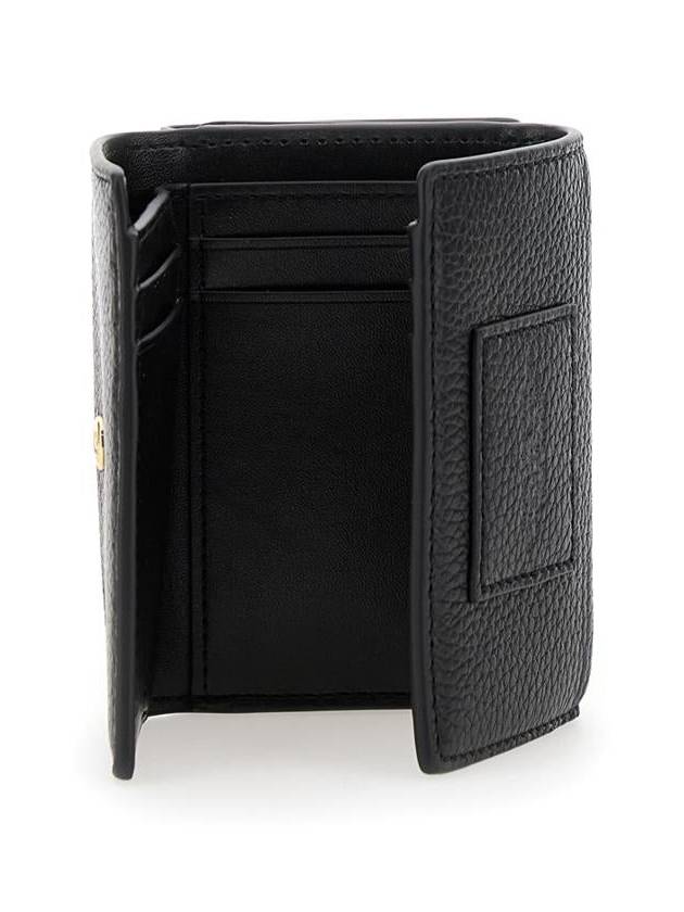 'The Wallet Trifold' Black Wallet With Engraved Logo On The Front In Hammered Leather Woman - MARC JACOBS - BALAAN 3