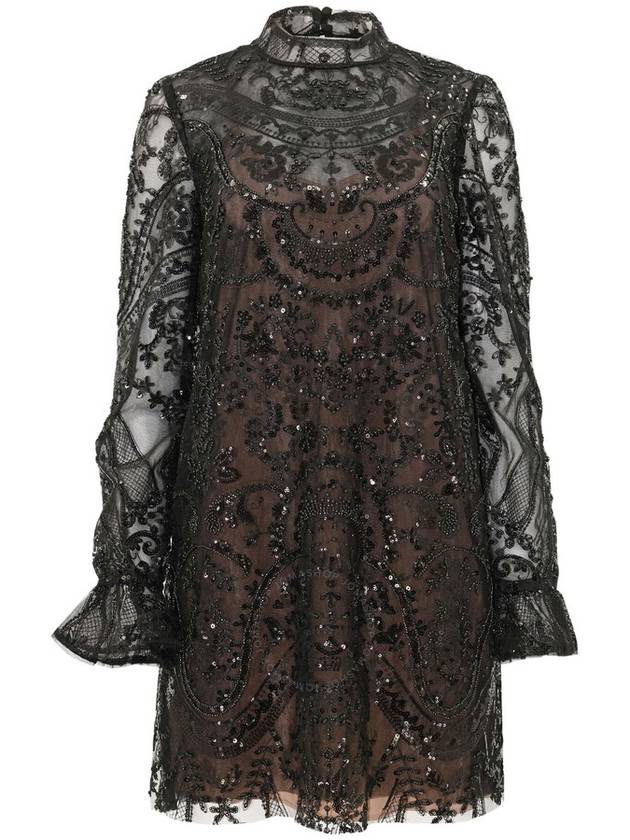 Self Portrait Ladies Black Paisley Sequin Mini Dress, Brand Size 6 - SELF PORTRAIT - BALAAN 1