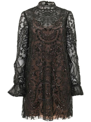 Self Portrait Ladies Black Paisley Sequin Mini Dress, Brand Size 6 - SELF PORTRAIT - BALAAN 1