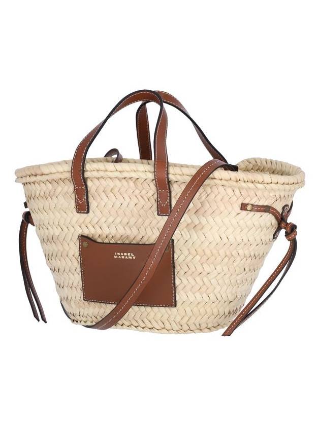 Cadix Mini Raffia Basket Tote Bag Cognac - ISABEL MARANT - BALAAN 3