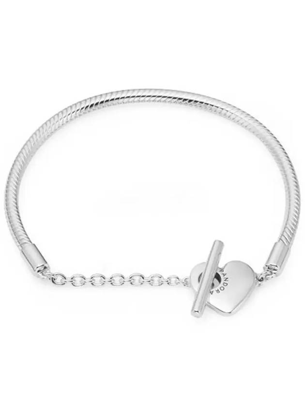 Heart T Bar Snake Chain Bracelet Silver - PANDORA - BALAAN 4