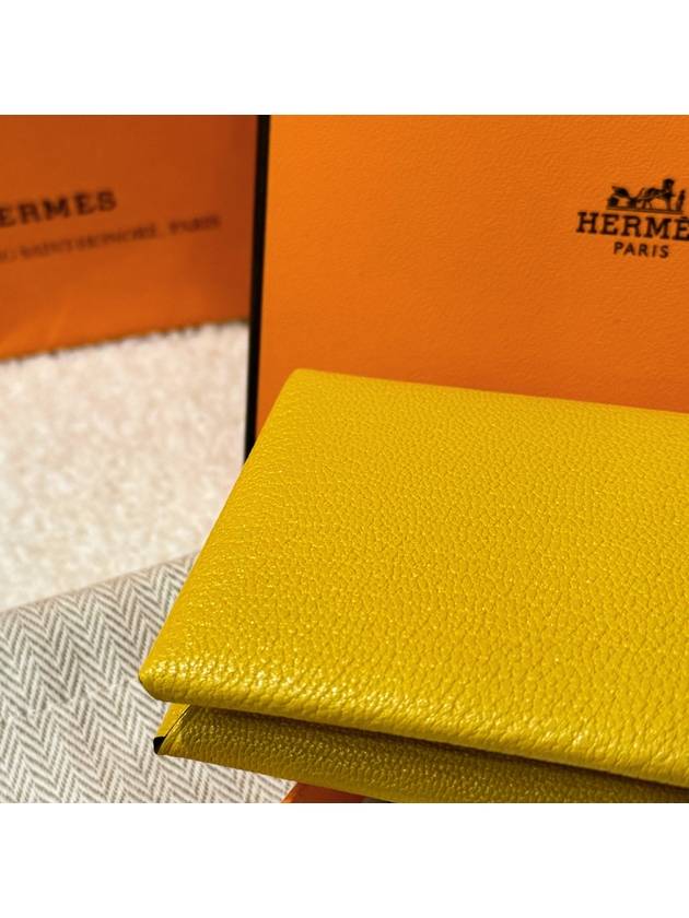 Card Holder Goatskin Palladium Calvi Verso Sun Blue - HERMES - BALAAN 4