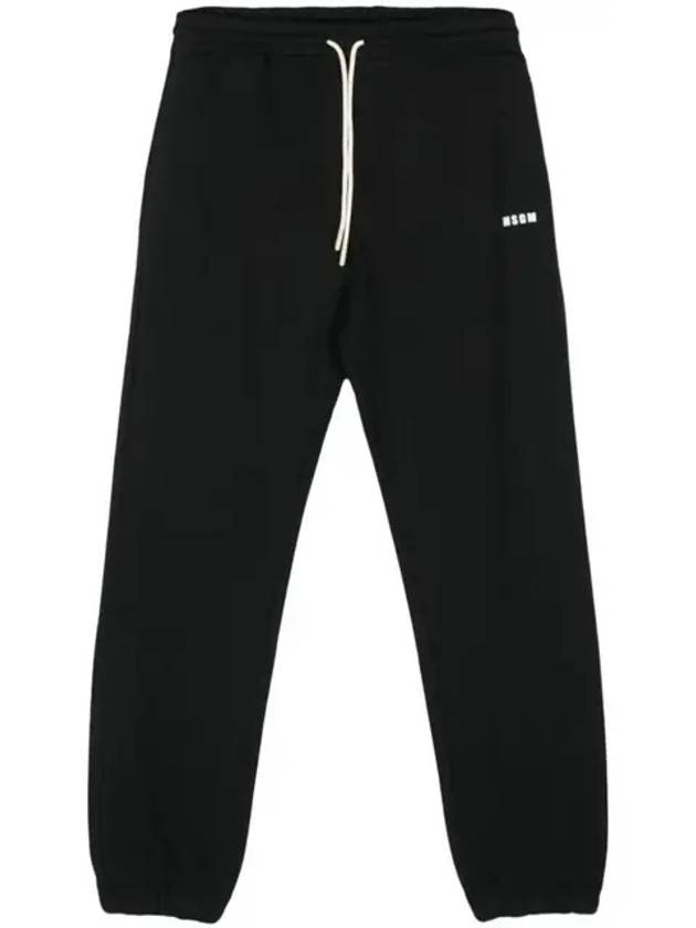 Logo Print Cotton Track Pants Black - MSGM - BALAAN 2