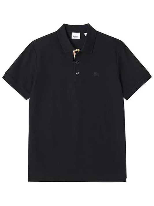 Men's Eddie Collar Short Sleeve Polo Shirt Black - BURBERRY - BALAAN 2