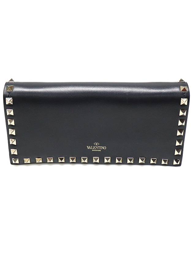 JW2P0561BOL Black Calfskin Gold Plated Rockstud WOC Chain Clutch Crossbody Bag - VALENTINO - BALAAN 4