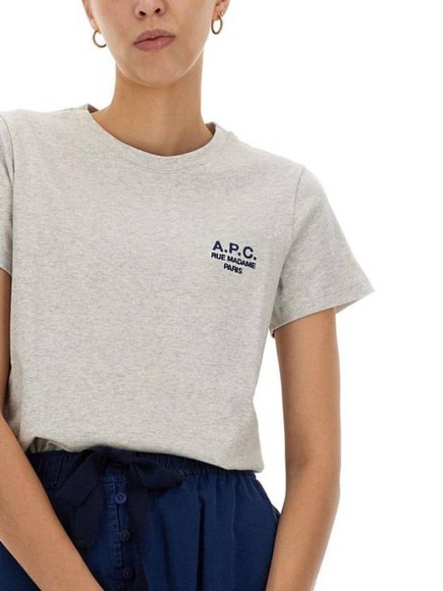 Denise Embroidered Logo Short Sleeve T-shirt Ecru - A.P.C. - BALAAN 4