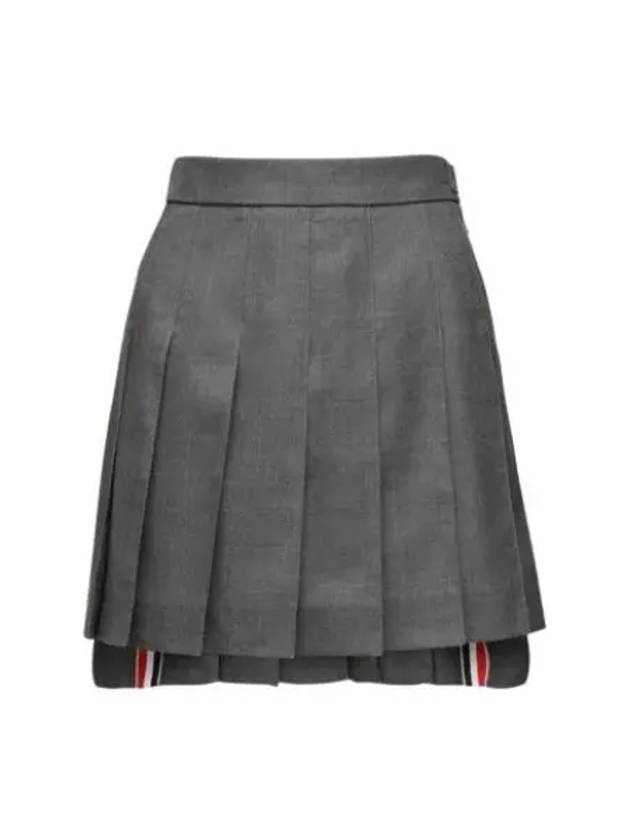 Super 120S Twill Below Knee Pleated Skirt Dark Grey - THOM BROWNE - BALAAN 2