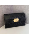 Boy  Flap Card Holder Grained Calfskin Gold Black - CHANEL - BALAAN 2