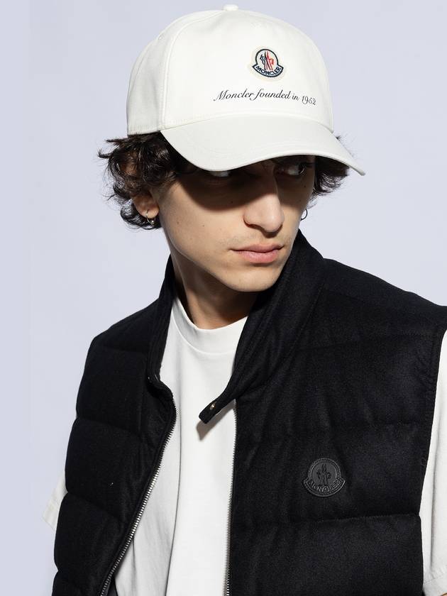 Gabardine Baseball Logo Ball Cap White - MONCLER - BALAAN 3