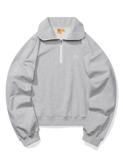 Cropped Half Zip-Up Sweatshirt Grey - BATTRACT - BALAAN 2