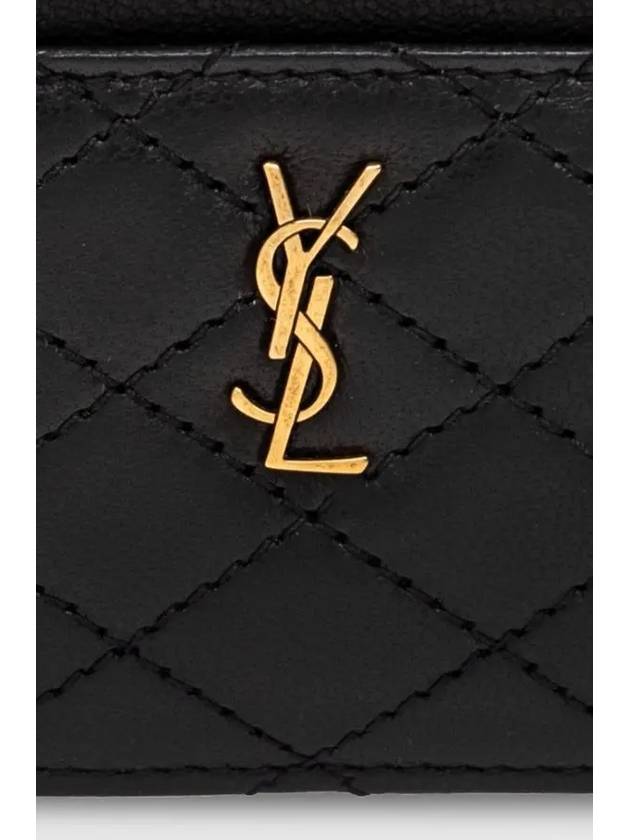 Gabi Quilted Lambskin Card Wallet Black - SAINT LAURENT - BALAAN 4