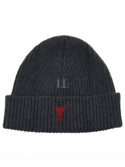 Heart Logo Wool Beanie Heather Grey - AMI - BALAAN 2