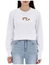 F Slimy Odd Crop Sweatshirt A09931 100 - DIESEL - BALAAN 1