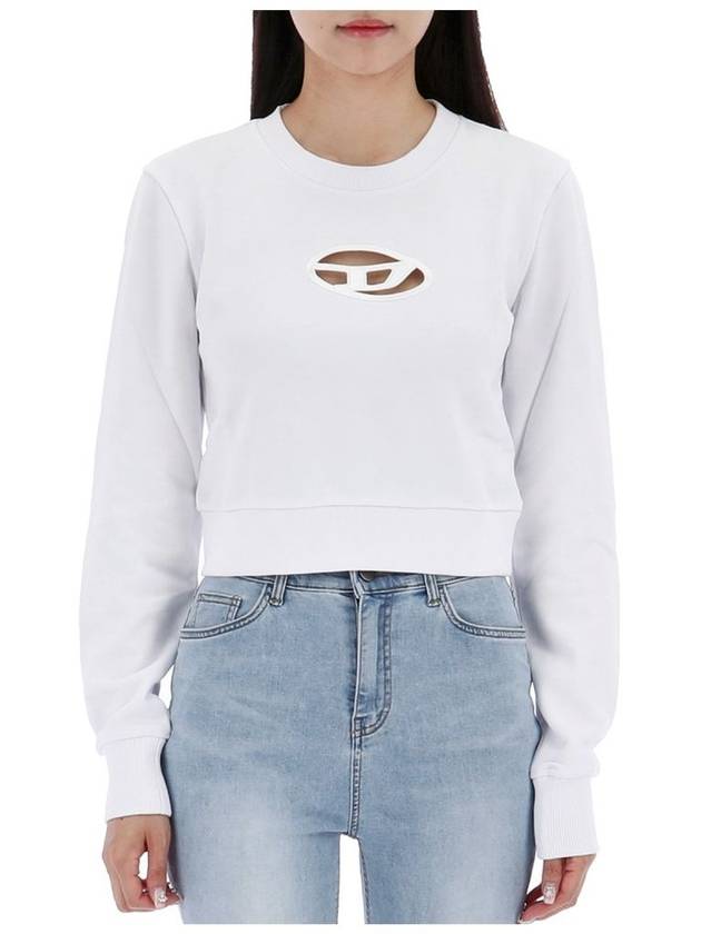 F Slimy Odd Crop Sweatshirt A09931 100 - DIESEL - BALAAN 1