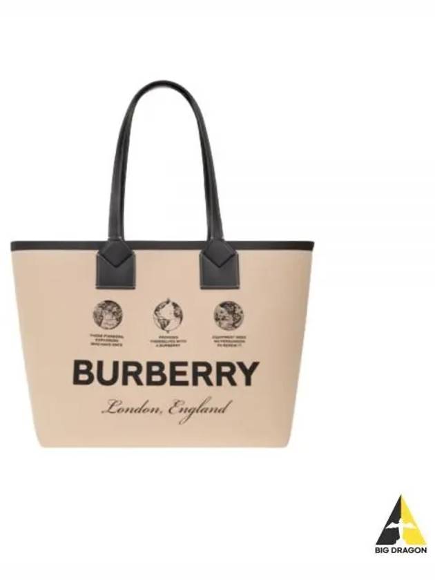 Label Print Medium London Cotton Tote Bag Beige - BURBERRY - BALAAN 2