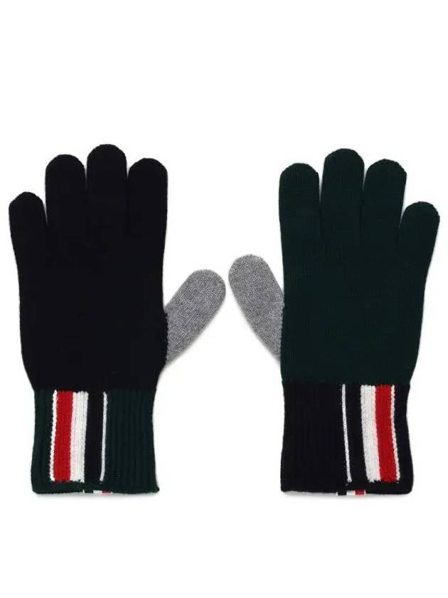 Funmix Merino Jersey Striped Gloves Green - THOM BROWNE - BALAAN 5
