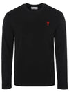 Chain Stitch Heart Logo Long Sleeve T-Shirt Black - AMI - BALAAN 2