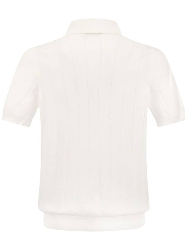 Striped knit cotton PK shirt white - FAY - BALAAN 3