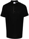 Men's Embroidered Logo Cotton Polo Shirt Black - BURBERRY - BALAAN 6