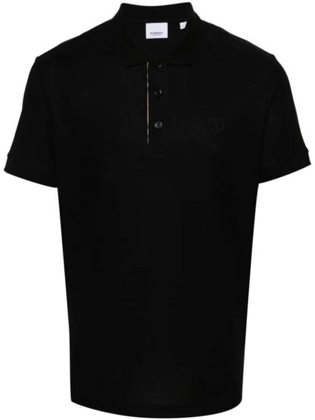 Men's Embroidered Logo Cotton Polo Shirt Black - BURBERRY - BALAAN 6