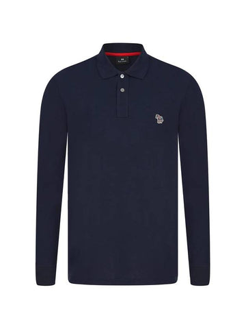 Men's Zebra Patch Long Sleeve Polo Shirt Navy - PAUL SMITH - BALAAN 1